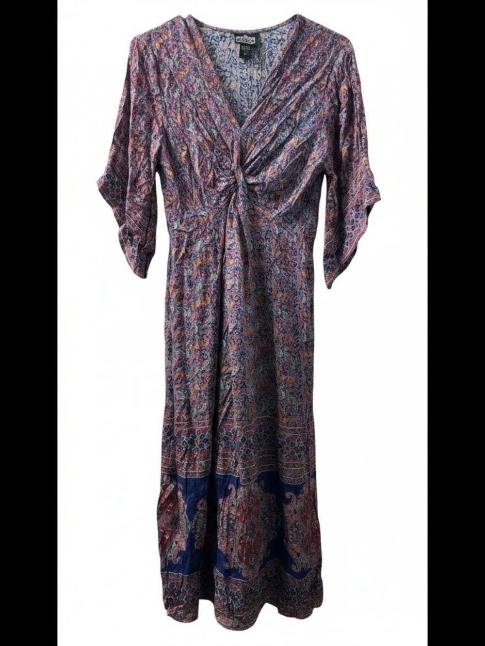 Angie Purple Multi Paisley Maxi Dress with Twist Front